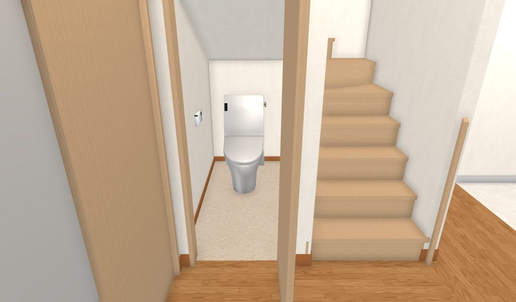 階段下スペースにあるトイレ